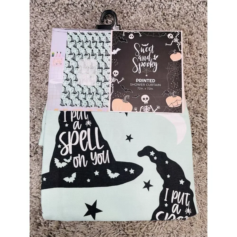 Sweet and Spooky Shower Curtain Halloween I Put A Spell On You Printed Design